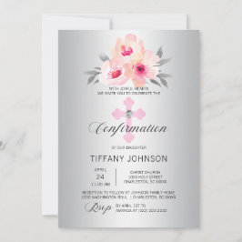 銀確認フローラピンククロスガール+詩 招待状