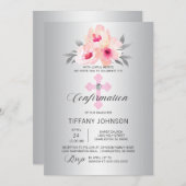 銀確認フローラピンククロスガール+詩 招待状 (正面/裏面)