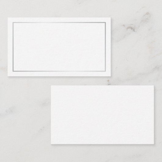 銀空白の白結婚座席表 プレイスカード (正面/裏面)