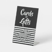 銀競走馬ブライダルシャワーカードとギフト 台座サイン (正面)