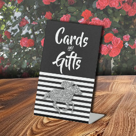 銀競走馬ブライダルシャワーカードとギフト 台座サイン