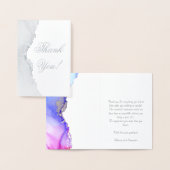 銀箔とブルーアゲート結婚トサンキューカード 箔カード (ディスプレー)