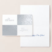銀箔と灰色の長方形ハッピー新年 箔カード (ディスプレー)