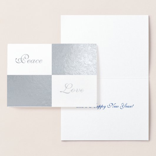 銀箔と灰色の長方形ハッピー新年 箔カード (ディスプレー)