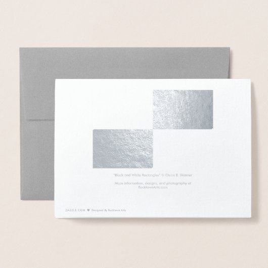 銀箔と灰色の長方形ハッピー新年 箔カード (裏面封筒付き)