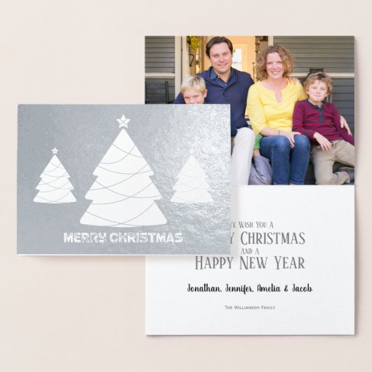 銀箔と白いクリスマスツリー写真 箔カード (ディスプレー)