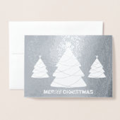 銀箔と白いクリスマスツリー写真 箔カード (封筒付き正面)