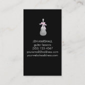 銀箔のギターシルエットフェイクピンクボウ 名刺 (裏面)