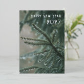 銀箔のモミの木で新年おめでとう 2026 箔シーズンカード (立ち正面)