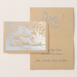 銀箔の動物ヤギと犬の平和と地上 箔カード