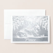 銀箔の動物ヤギと犬の平和と地上 箔カード (封筒付き正面)