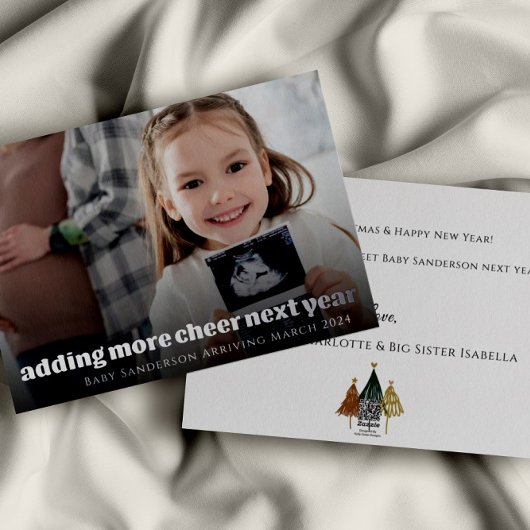 銀箔の妊娠告知クリスマスカード 箔シーズンカード