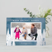 銀箔の常緑樹 青いクリスマス 箔シーズンカード (立ち正面)