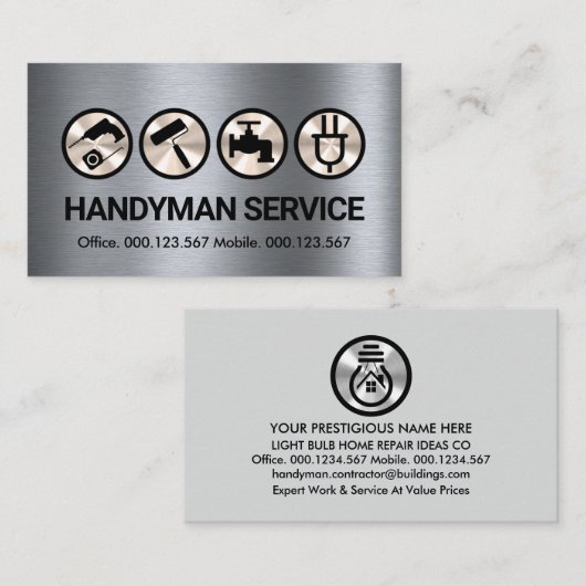 銀箔の手作りツールのホーム修理 名刺 (正面/裏面)