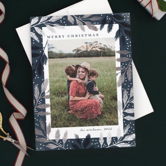 銀箔の枝メリークリスマス3写真 シーズンカード