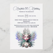 銀箔の氷の妖精の女王ライン石のダイヤモンド 箔招待状 (正面)