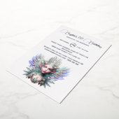 銀箔の氷の妖精の女王ライン石のダイヤモンド 箔招待状 (回転した状態)