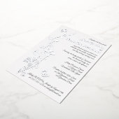 銀箔の花と蝶の結婚式の招待 箔招待状 (回転した状態)