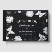 銀箔の花と蝶の黒結婚の ゲストブック (正面)