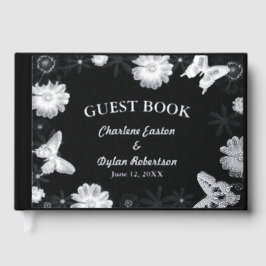 銀箔の花と蝶の黒結婚の ゲストブック