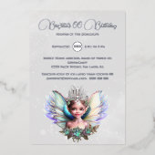 銀箔の雪の女王の冬のワンダーランド妖精 箔招待状 (正面)