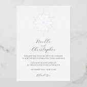 銀箔の雪の結晶 高級な冬の結婚式 箔招待状 (正面)