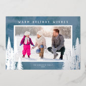 銀箔エバーグリーンツリーズブルークリスマス 箔シーズンカード (正面)