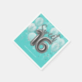 銀箔スウィート16誕生日バルーンパーティーティール（緑がかった色） スタンダードカクテルナプキン (角)