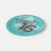 銀箔スウィート16誕生日バルーンパーティーティール(緑がかった色) ペーパープレート (アングル)