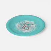 銀箔スウィート16誕生日バルーンパーティーティール(緑がかった色) ペーパープレート (アングル)