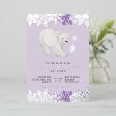 銀箔スノーフレーク極紫ベビーシャワー 箔招待状 (立ち正面)