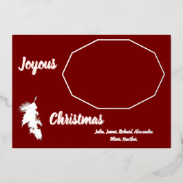 銀箔ダークレッド喜びクリスマスフォト 箔招待状