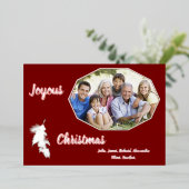 銀箔ダークレッド喜びクリスマスフォト 箔招待状 (立ち正面)