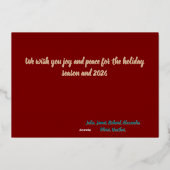 銀箔ダークレッド喜びクリスマスフォト 箔招待状 (裏面)