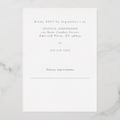 銀箔ドレスブライダルまたは誕生日RSVPカード 箔招待状 (裏面)