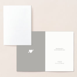 銀箔ハートモノグラムの結婚矢 箔カード