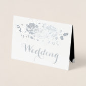 銀箔バラタイポグラフィ結婚式招待状 箔カード (正面)