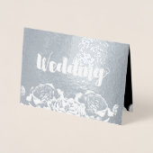 銀箔バラタイポグラフィ結婚式招待状 箔カード (正面)