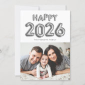 銀箔バルーン2025年新年おめでとう写真 シーズンカード (正面)