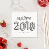 銀箔バルーンHappy 2018 | 新年 スタンダードカクテルナプキン (インサイチュ)