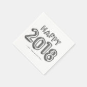 銀箔バルーンHappy 2018 | 新年 スタンダードカクテルナプキン (角)