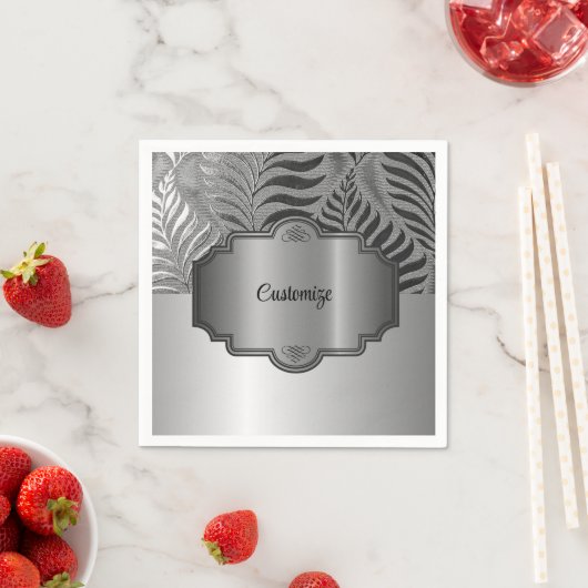 銀箔パーソナライズされたモチーフ3 スタンダードカクテルナプキン (インサイチュ)