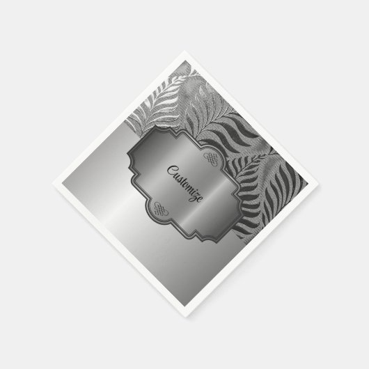 銀箔パーソナライズされたモチーフ3 スタンダードカクテルナプキン (角)