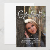 銀箔フェイク写真の卒業発表 案内状 (正面/裏面)