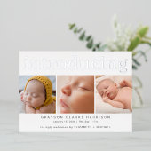 銀箔フォトコラージュ誕生のお知らせ 箔招待状 (立ち正面)