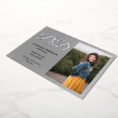 銀箔フォトPhD卒業サンキューカード 箔招待状 (回転した状態)