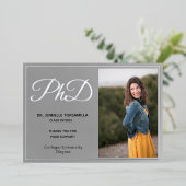 銀箔フォトPhD卒業サンキューカード 箔招待状 (立ち正面)