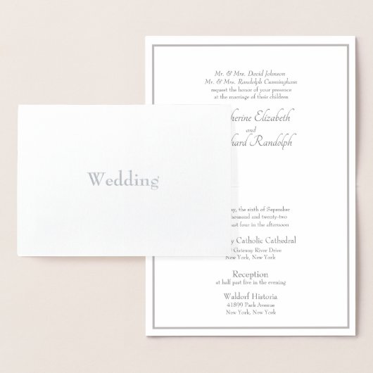 銀箔フォーマル伝統的結婚式招待状 箔カード (ディスプレー)