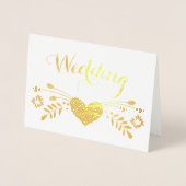 銀箔フローラタイポグラフィ結婚式招待状 箔カード (正面)