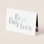 銀箔フローラタイポグラフィ結婚式招待状 箔カード (正面)